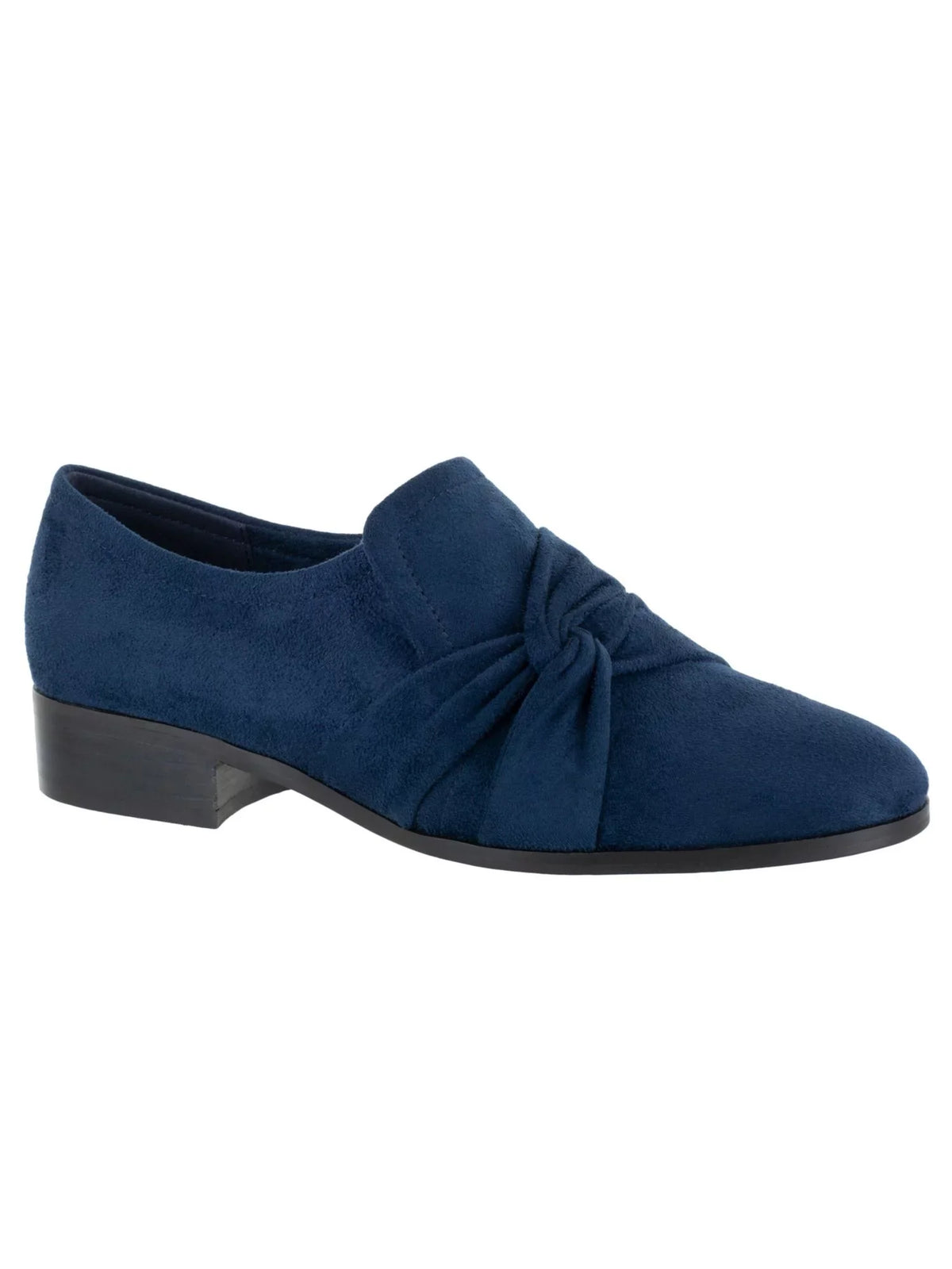 BELLA VITA Womens Navy Hidden Gore Padded Ruched Billie Ii Almond Toe Block Heel Slip On Loafers Shoes 12 M