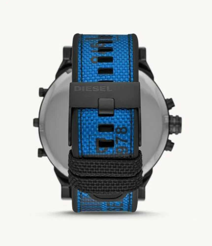 DADDY 2.0 MEN'S CHRONOGRAPH 4 TIME NYLON BLUE BLACK WATCH DZ7434 NEW. DIESEL MR