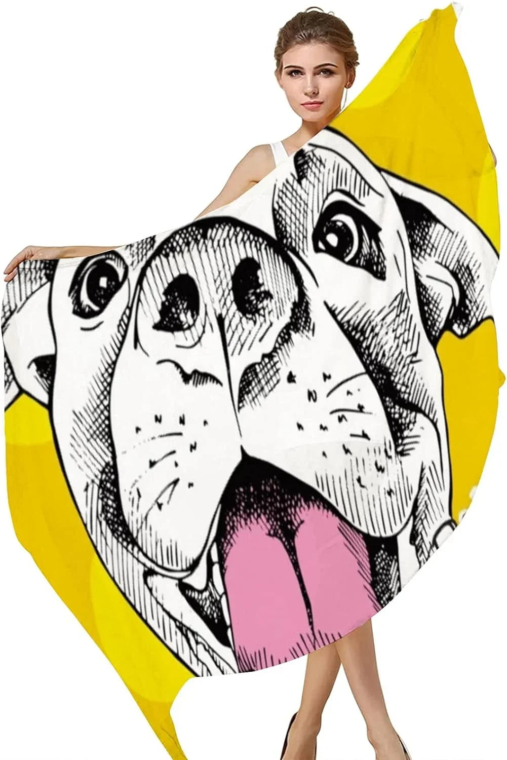 Hyjoy Cheerful Dog Long Silk Neck Scarf Lightweight Shawl Wrap Scarves for Women Girls