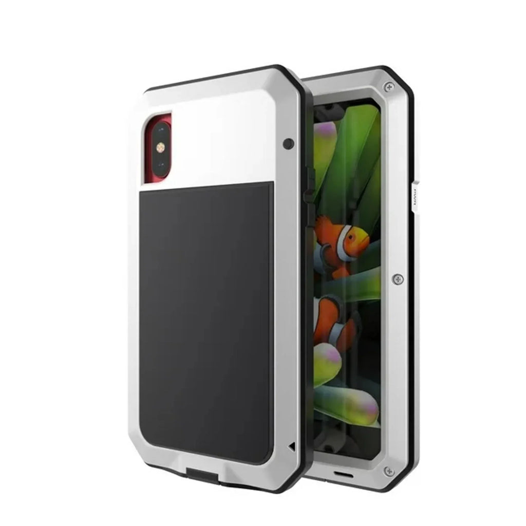 Gorilla Glass Aluminum Metal iPhone XS Max Case (Silver) Heavy Duty Military Grade Shockproof and Scratch protected Protection, Rugged Outdoor Travel