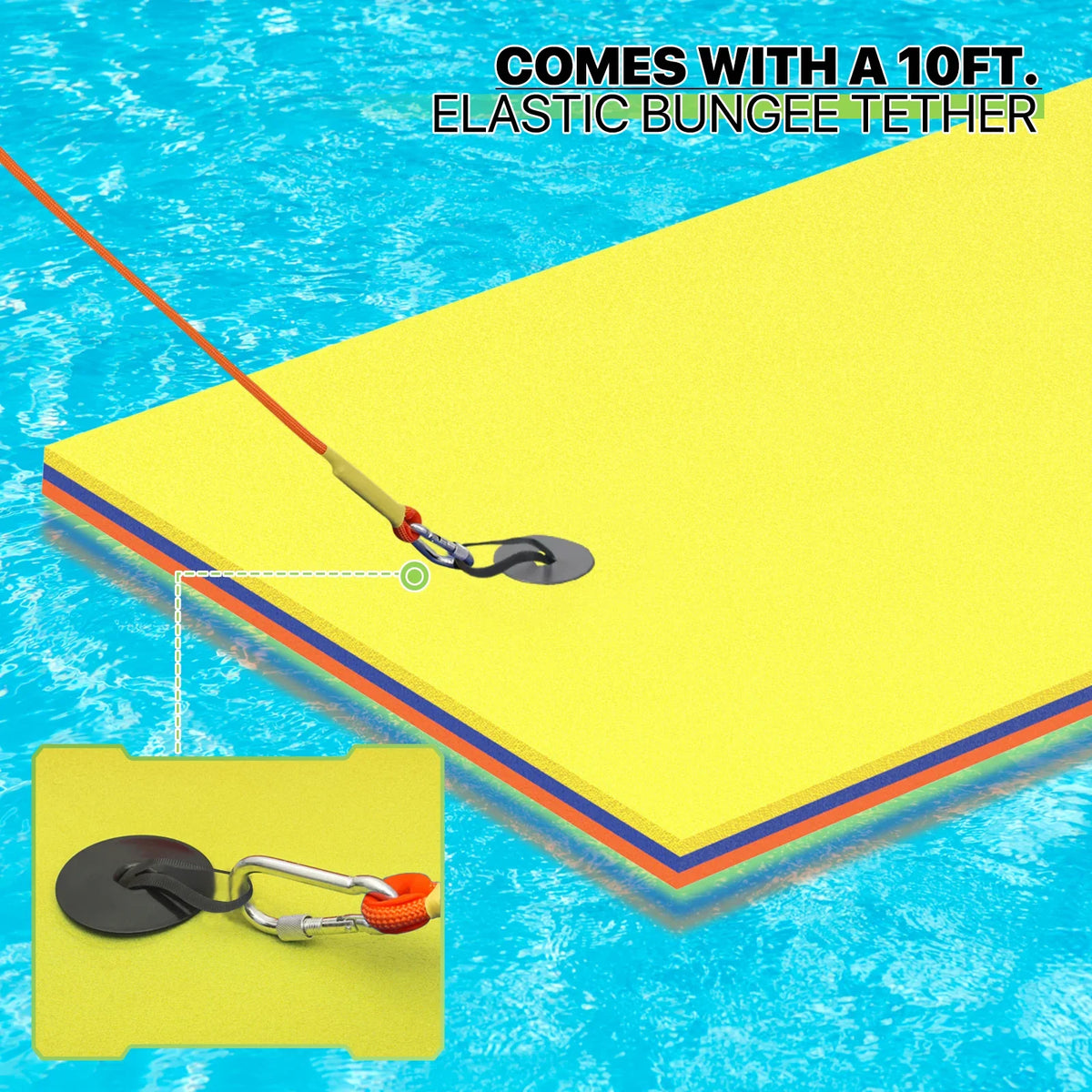 Magshion 9' x 3' aqua Floating Mat, 3-Layer Tear-protected XPE Foam aqua Floating Pad Lily Pad for Pool Lake River Ocean Outdoor liquid Activities, Yellow