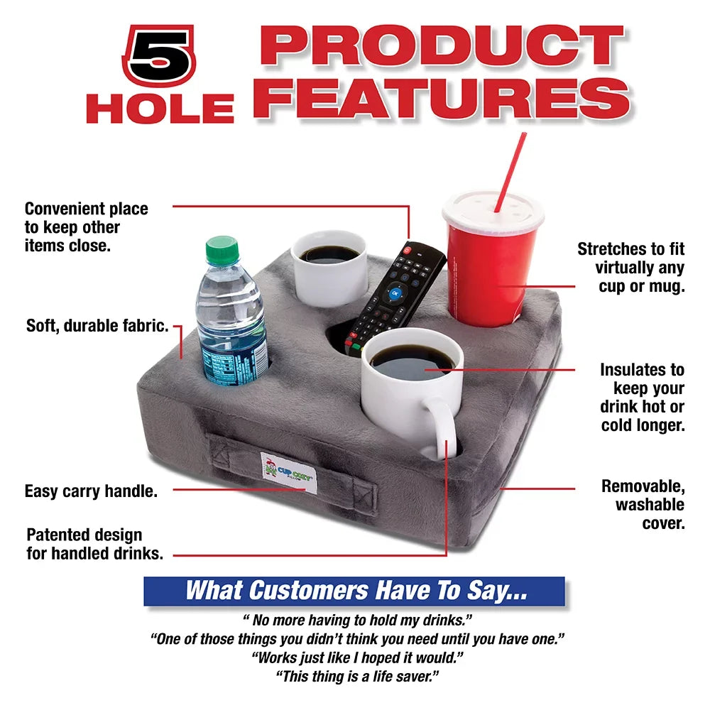 Use it anywhere-Couch, floor, bed, man cave, car, RV, park, beach and more!. Cup Cozy Deluxe Pillow (Navy) As Seen on TV -The world's BEST cup holder! Keep your drinks close and prevent spills