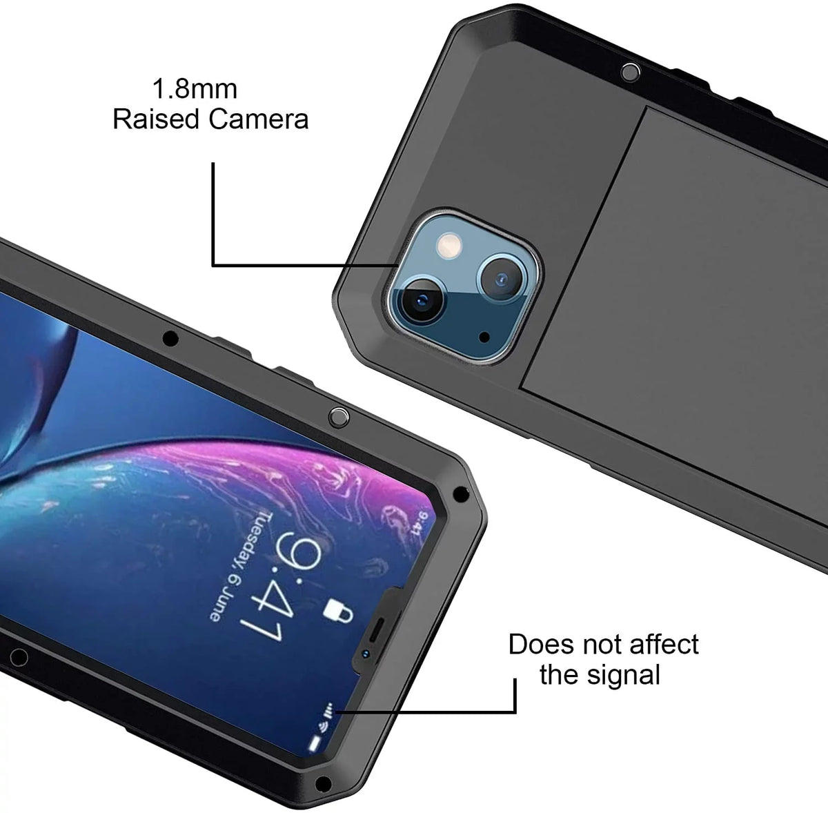 Gorilla Glass Aluminum Metal iPhone 15 Pro Max Case (Black) Heavy Duty Military Grade Shockproof and Scratch protected Protection, Rugged Outdoor Travel