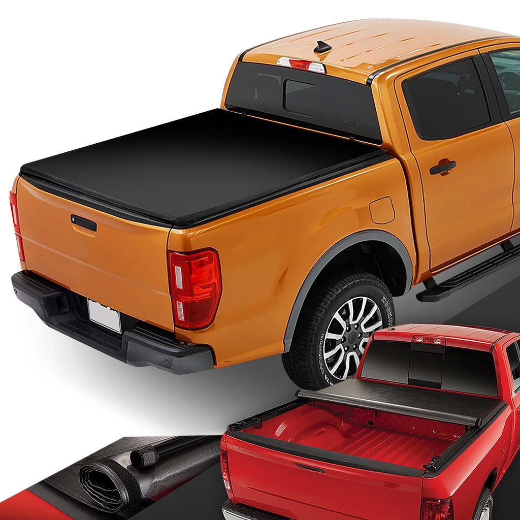 DNA Motoring TTC-RU-090 For 2019 to 2021  Ranger 5Ft Truck Short Bed Matte Black Vinyl Soft Top Roll-up Tonneau protector 20