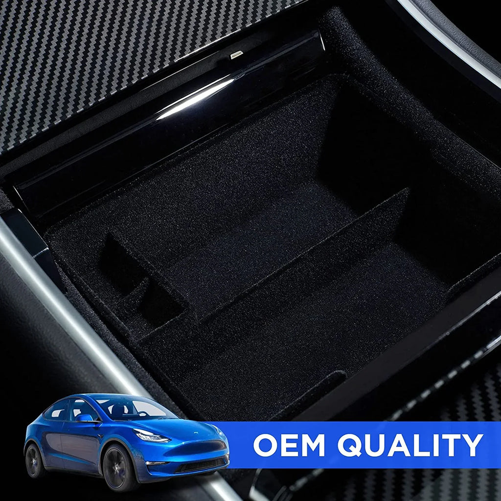 Nestour 2016-2020 Tesla Model 3 Model Y Center Console Organizer Tray Accessories, Upgrade Customized Storage Box, Premium ABS and Flocking Material with Sunglasses and Coin Holder