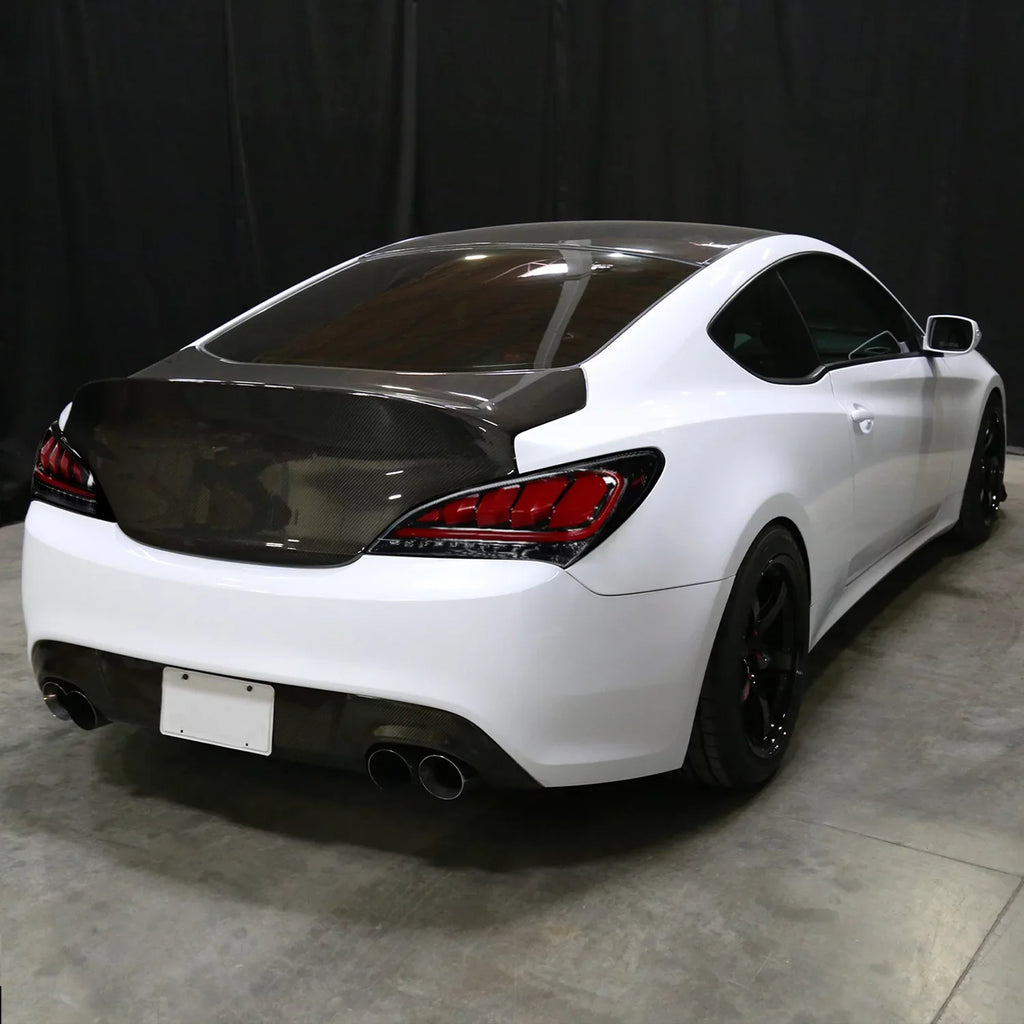 Spec-D Tuning Jet Black Housing Clear Lens Red Sequential LED Bar Tail Lights appropriate with 2010-2016 Hyundai Genesis Coupe Left + Right Pair Assembly