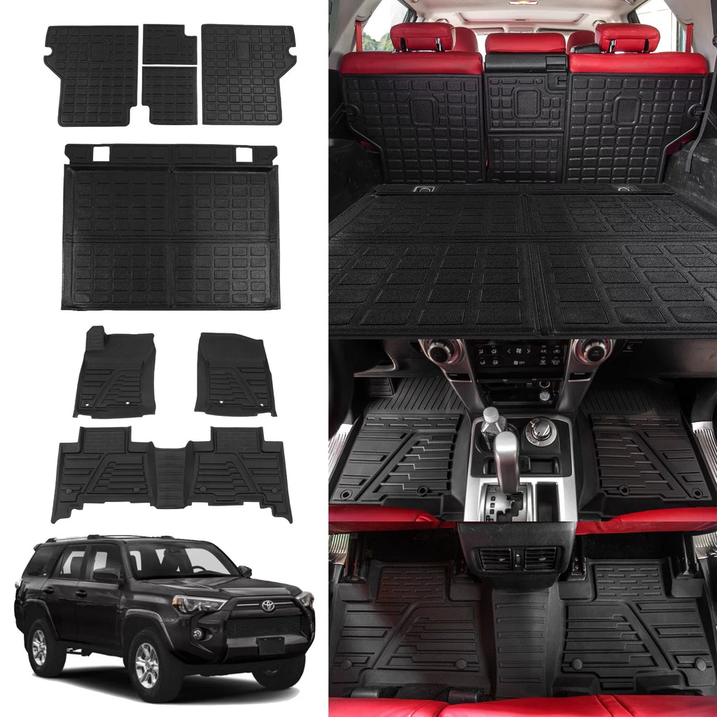 Fit 2013-2023  4Runner Floor Mats Trunk Mat Cargo Mat Cargo Liner All climate Back Seat protector Protector 2022 4 Runner Accessories (Fit Without Sliding Tray)