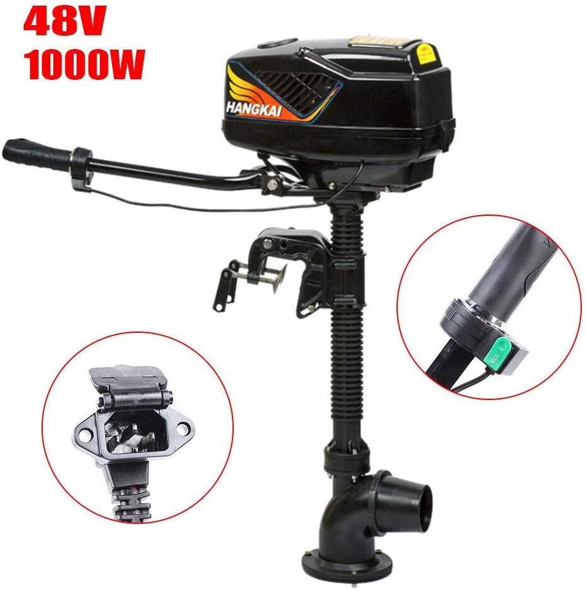 MONIPA 4HP 48V 1000W Electric Outboard Motor Inflatable Fishing craft Engine Jet Pump Outboard Motor Rubber Tiller Control Brushless Outboard Motor