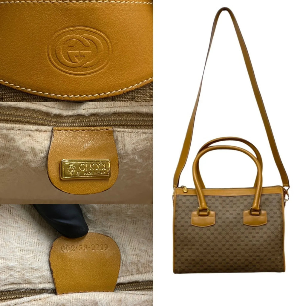 Pre-Owned GUCCI Old Gucci Vintage Micro GG Leather Genuine 2way Handbag Shoulder Bag Brown (Good)