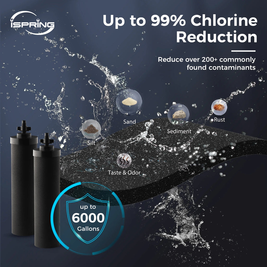 iSpring DGF2-DW Gravity-Fed Stainless Steel Countertop moisture Filter System with Dark Wood Base,3.17 Gallons with 2 Activated Carbon moisture Filters,Chlorine Reduction,Portable aqua Filter