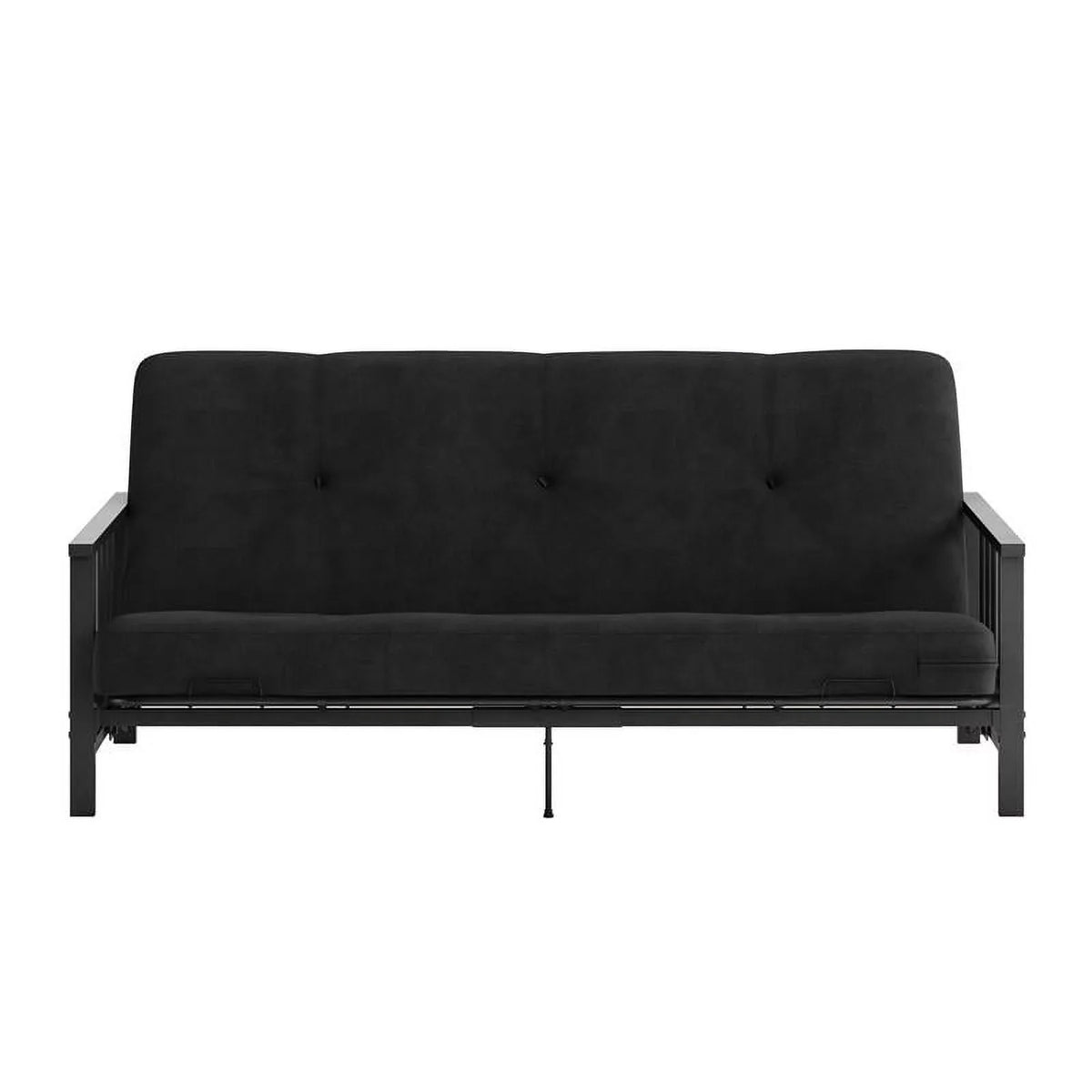 DHP Tallie Full Metal Arm Futon with 6" Thermobonded Black Microfiber Mattress