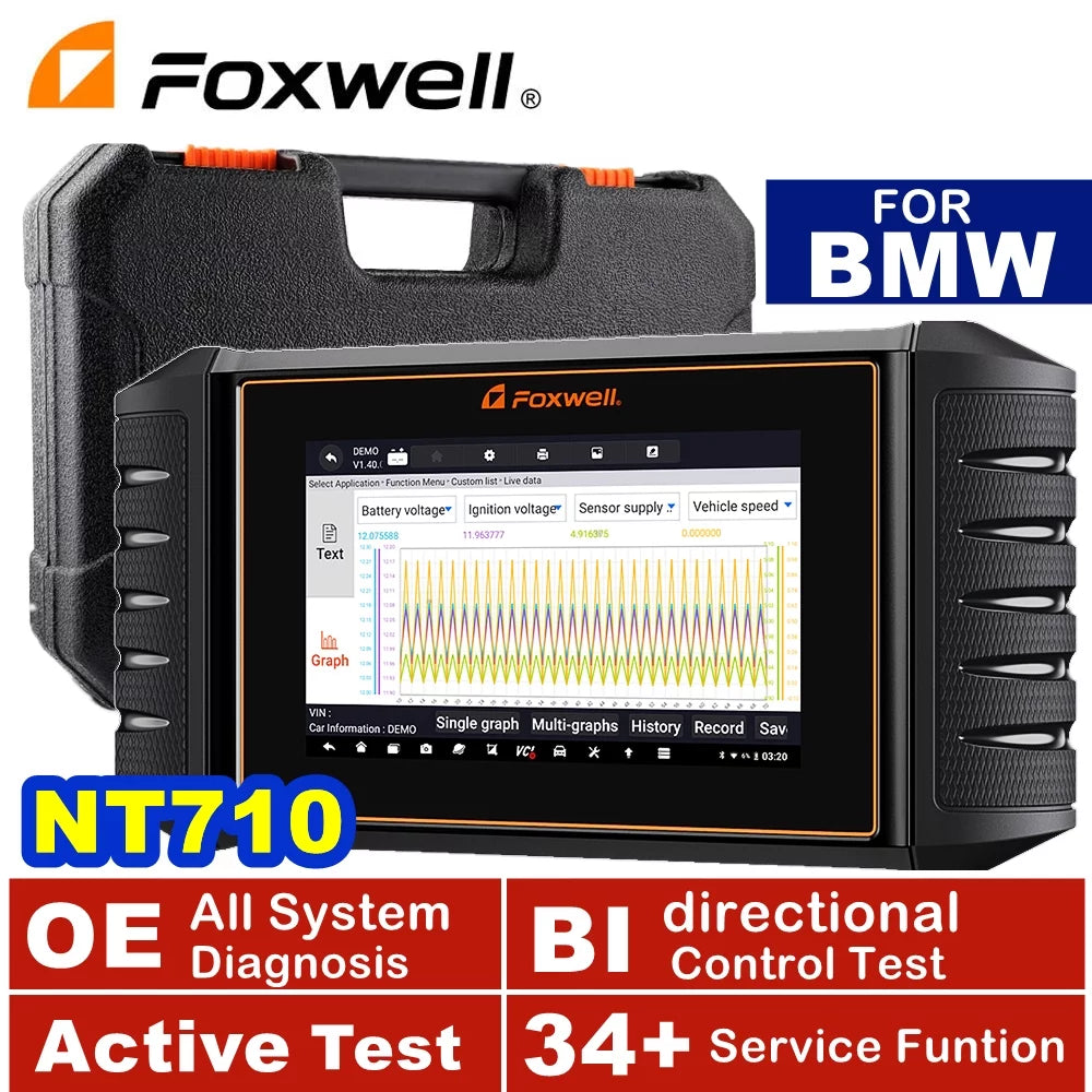 FOXWELL NT710 OBD2 Scanner Code Reader Bi-directional Scan Diagnostic Tool Relearn Coding Reset TPMS fit for