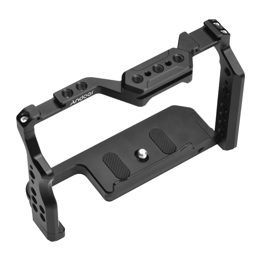 Andoer Cage Aluminum Alloy Video Cage with Dual Cold Shoe Mounts Numerous 14 Inch Threads Replacement for  A7IV/ A7III/ A7II/ A7R III/ A7R II/ A7S II