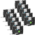 GREENCYCLE 10PK suitable for Brother P-touch Black on White Flexible ID Cable Wire Label Tape 12mm 8m TZ TZe TZe-FX231 TZ-FX231 TZe-231 TZ-231 use in PT-D210 H110 H100 D400 D600 Label Maker