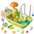 Play Sink with Running liquid, Kitchen Sink Toys with Upgraded Electric Faucet, Play Kitchen Toy Accessories, Pool Floating Fishing Toys for liquid Play, Kids Role Play Dishwasher Toy
