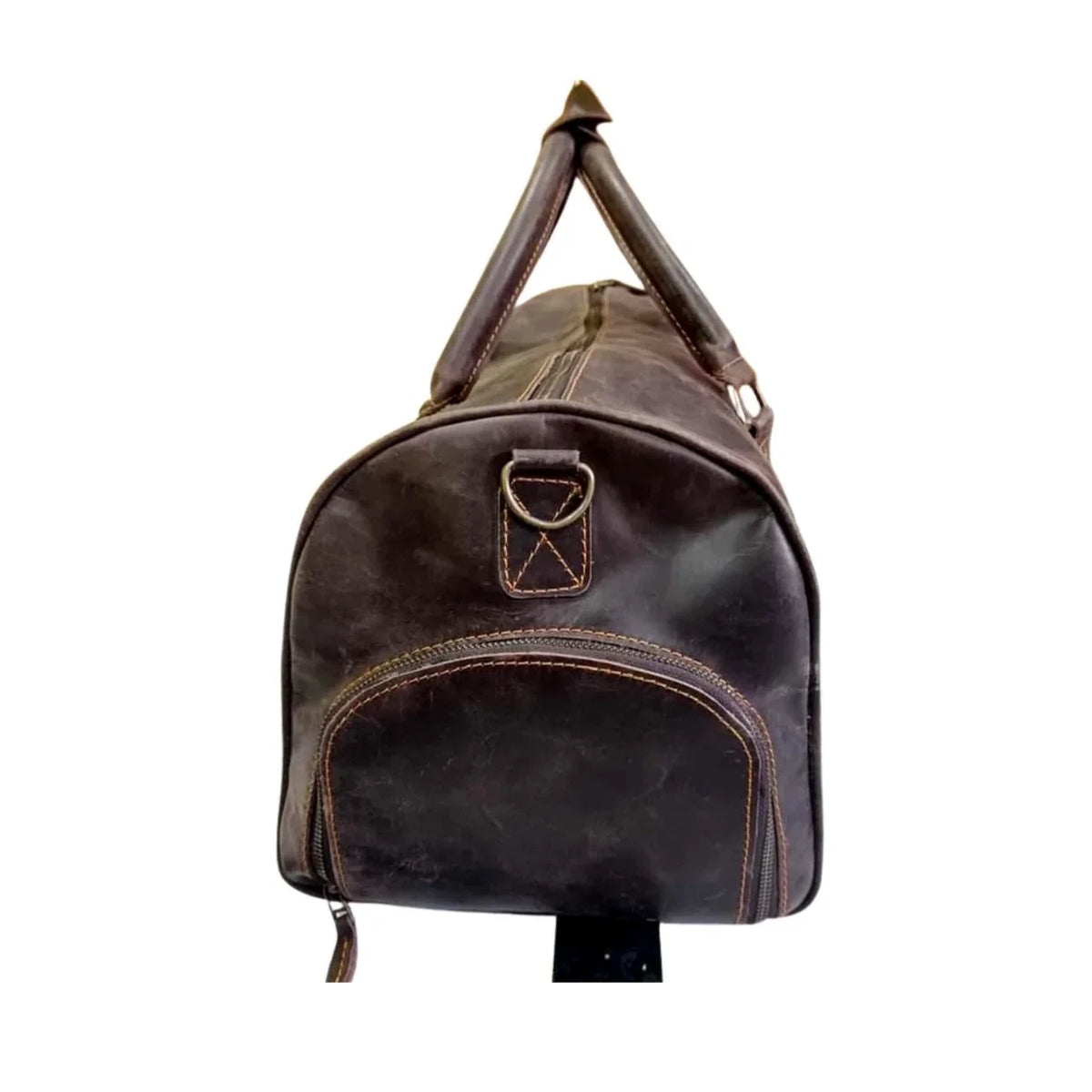 AMERICANSTYLE Cow Leather Duffle Bag Dark Brown Leather Gym & Travel Luggage Bag