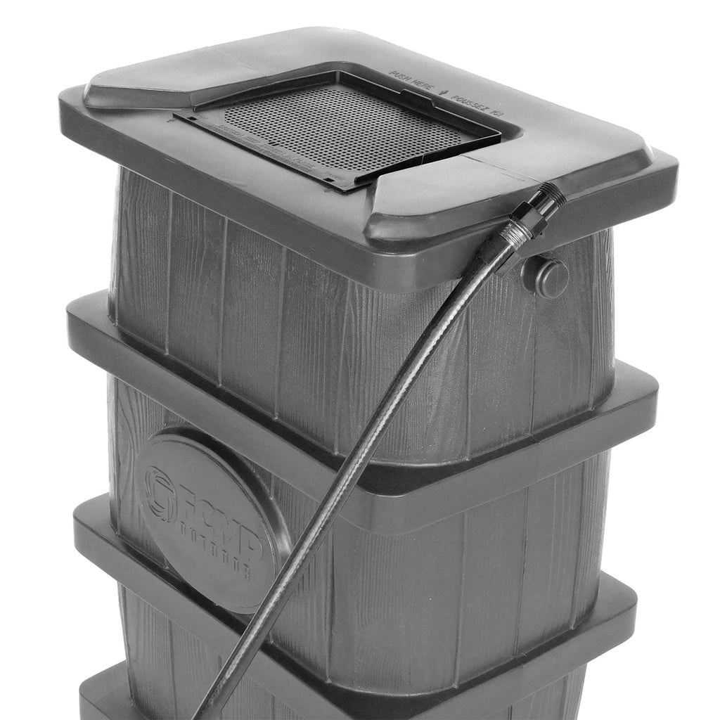 FCMP Outdoor WG4000-GRY Home Outdoor Wood Grain Rain liquid Catcher Barrel