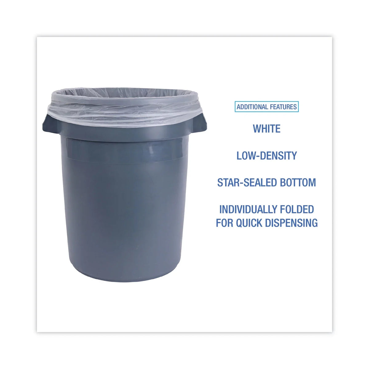 Boardwalk Linear Low Density Industrial Trash Bags, 60 gal, 0.9 mil, 38 x 58, White, 100/Carton