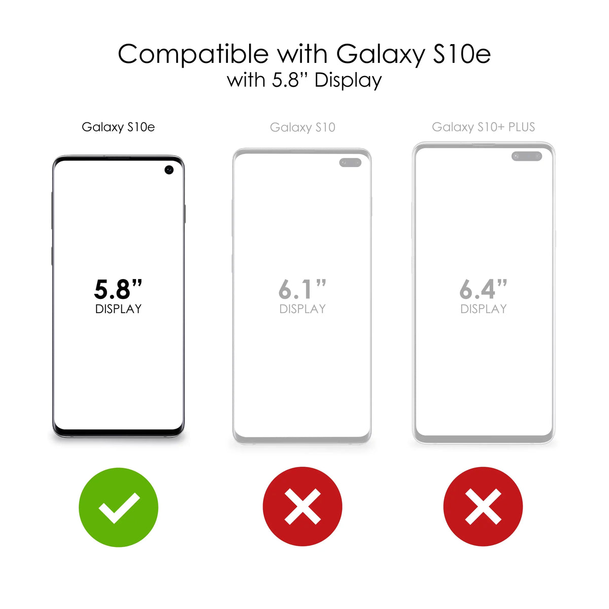 DistinctInk Clear Shockproof Hybrid Case for  Galaxy S10e (5.8" Screen) - TPU Bumper, Acrylic Back, Tempered Glass Screen Protector - Faith / Hope / Love - Black & White - Christ