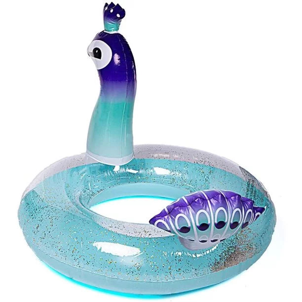 Alin Swimming Pool Toys Inflatable Glitter Pool Float Peacock Designed with Fast Valves Lounge Raft Decorative liquid Game Summer Beach Party for Kids | 48 Inch
