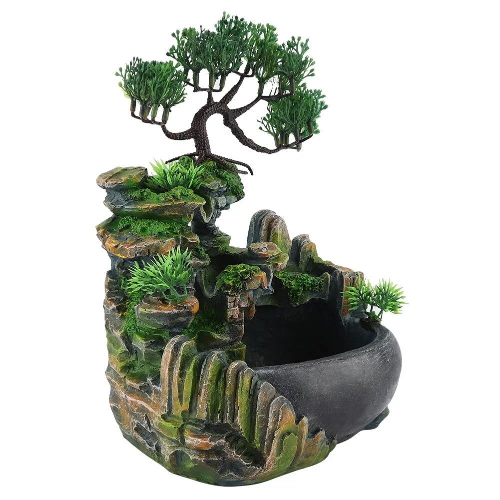 Mini Waterfall Desktop Fountain Zen Meditation Waterfall EU Plug 220V