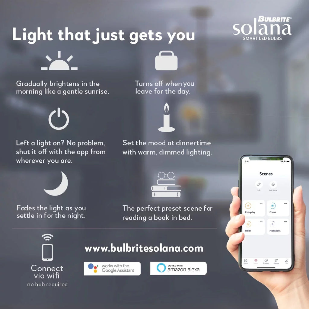 Bulbrite Solana 3-Pack 40 Watt Equivalent B11 Smart WiFi Connected 90CRI Chandelier LED Light Bulb