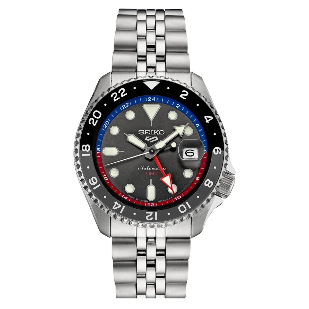 Seiko 5 Sports Automatic GMT Watch with Grey Dial #SSK019