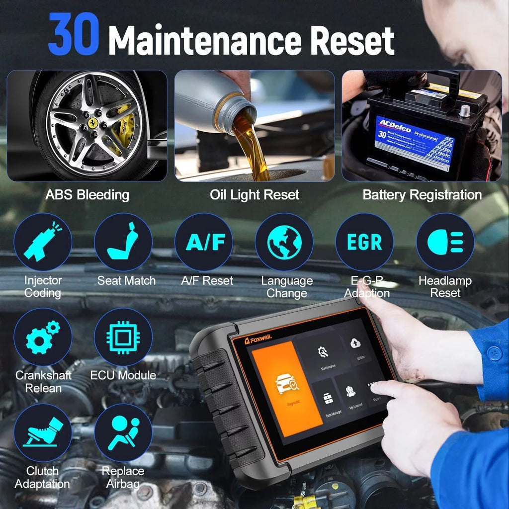 FOXWELL NT710 OBD2 Scanner Code Reader Bi-directional Scan Diagnostic Tool Relearn Coding Reset TPMS fit for