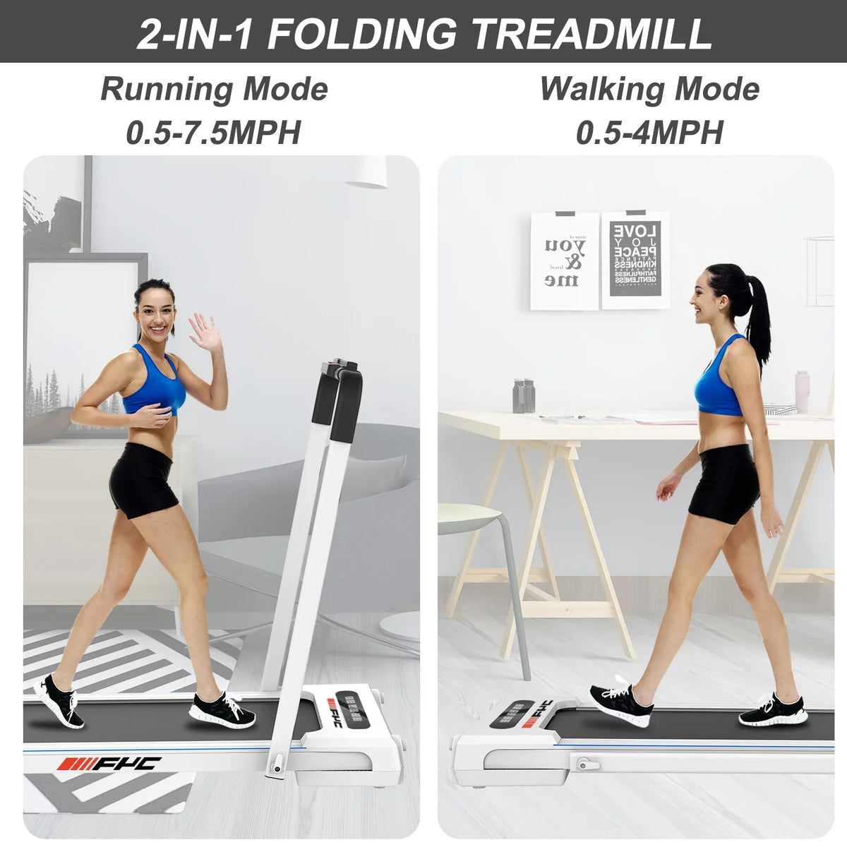 Dcenta FYC 2 in 1 Under Desk Treadmill - 2.5  Folding Treadmill for Home, Installation-Free Foldable Treadmill Compact Electric Running Machine, Remote Control & LED Display Walking Running Joggi
