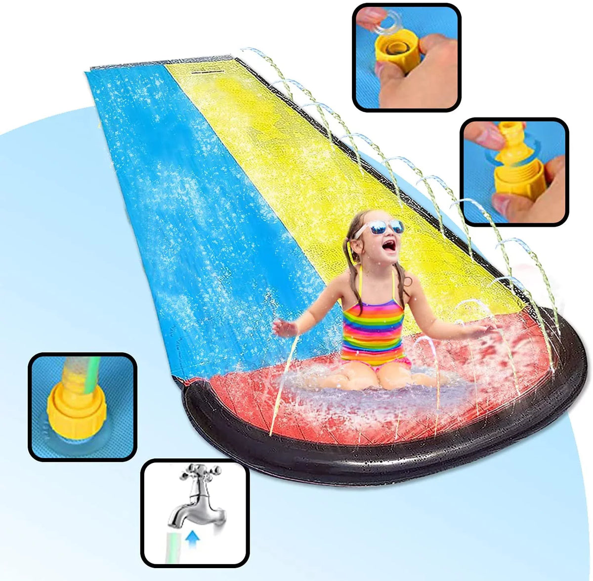 Edele 15.5ft aqua Slide Summer Fun for Lawn Inflatable Crash Pad