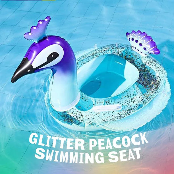 Alin Swimming Pool Toys Inflatable Glitter Pool Float Peacock Designed with Fast Valves Lounge Raft Decorative liquid Game Summer Beach Party for Kids | 48 Inch