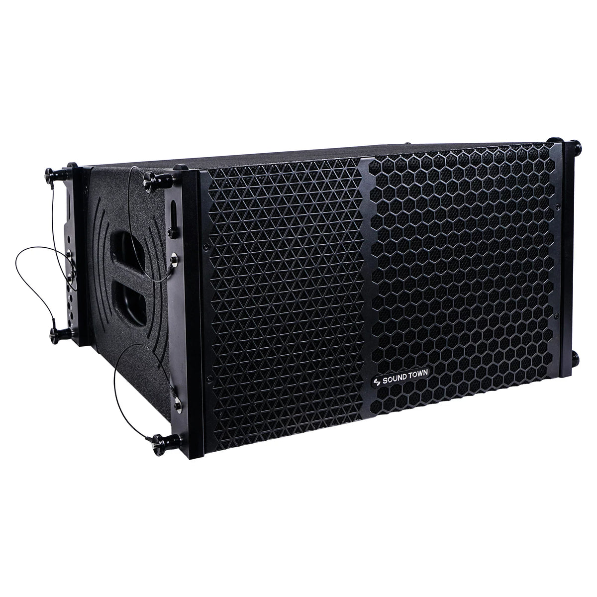 Sound Town ZETHUS Series Line Array Speaker System with Four Compact Powered 1 X 10-inch Line Array Speakers, Black for Stages, Clubs, Bars, Restaurants, Churches and Schools