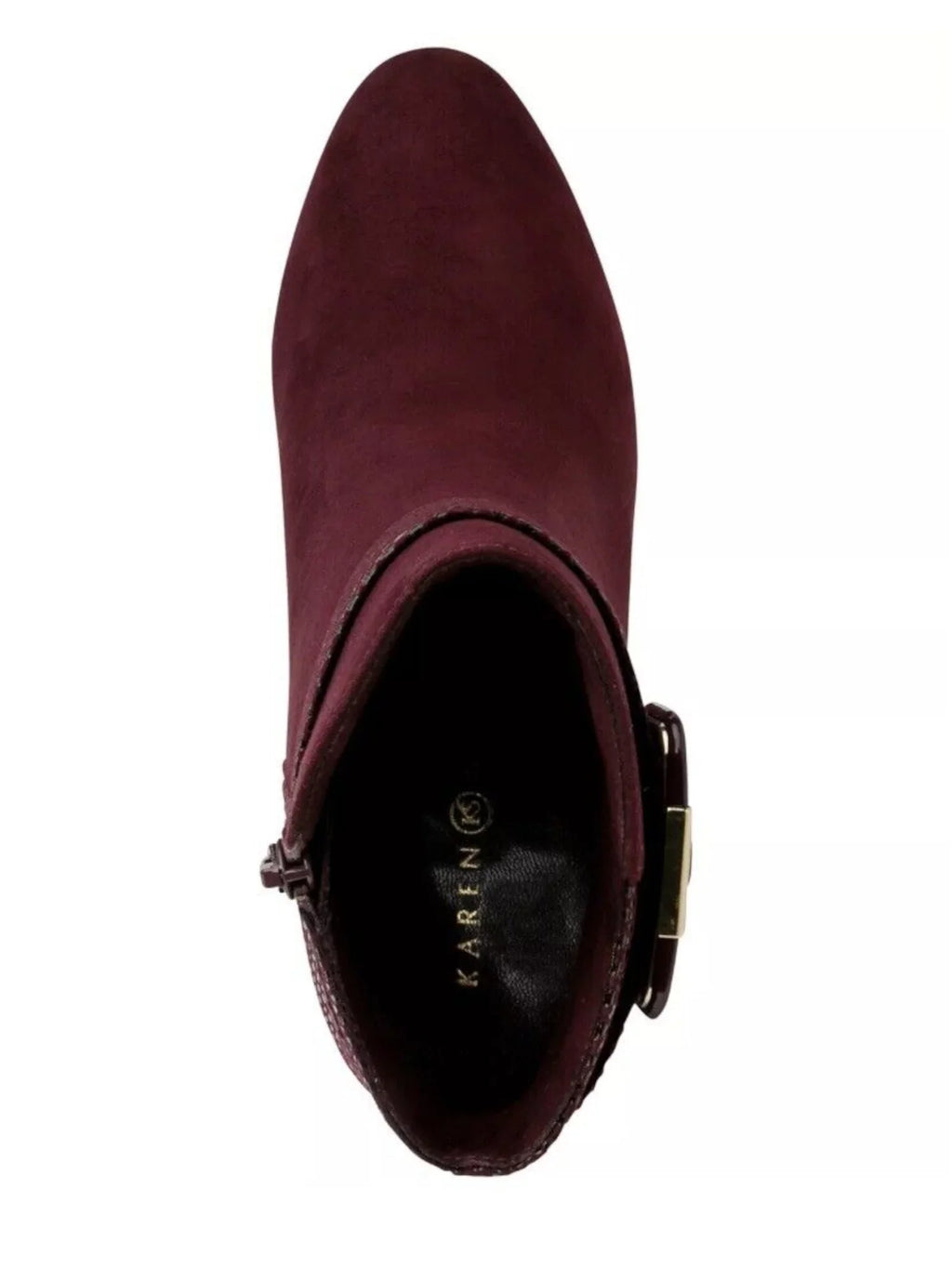 KAREN SCOTT Womens Burgundy Mixed Media Buckle Accent Padded Ivyy Almond Toe Block Heel Zip-Up Booties 7 W
