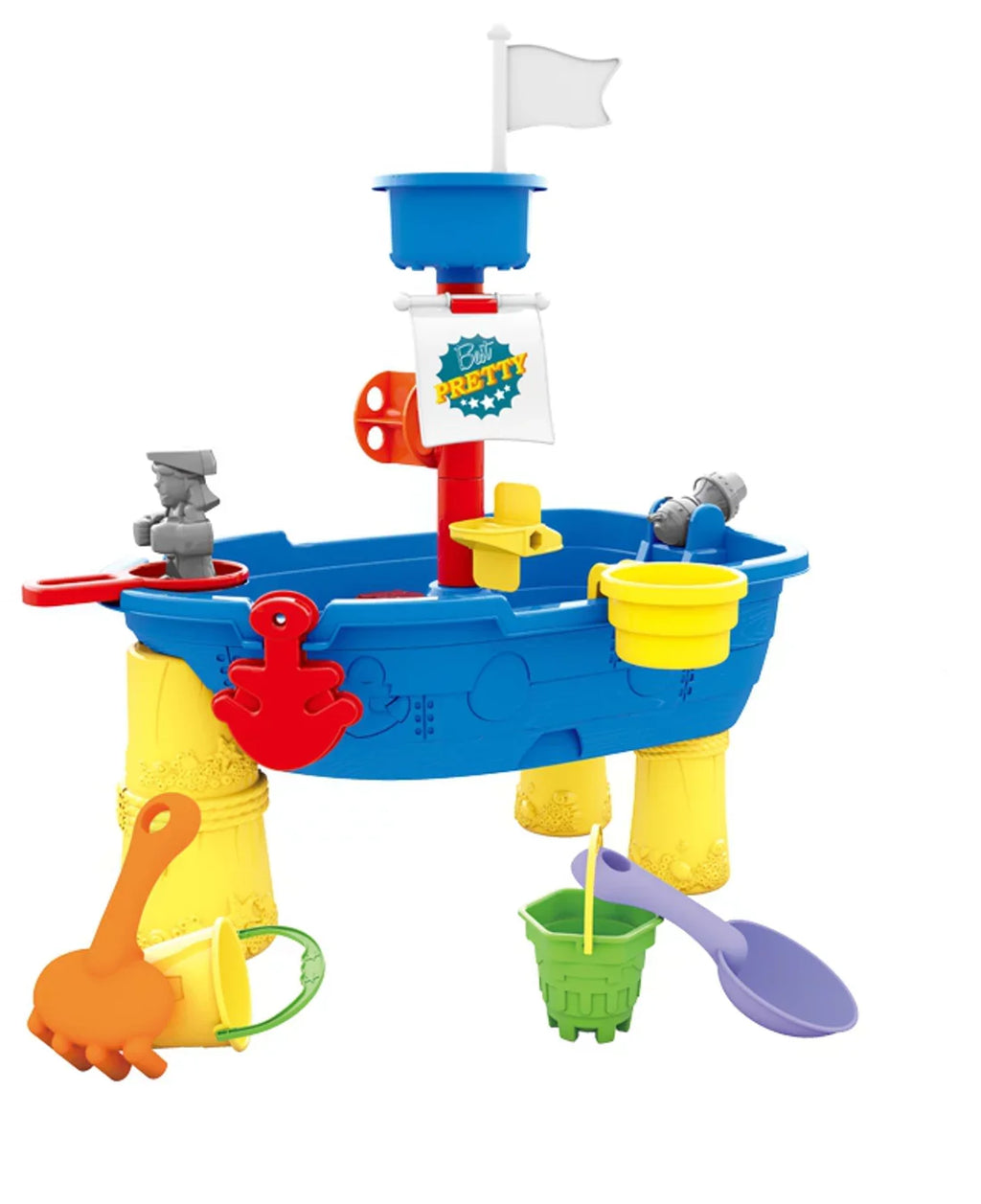 Beach Toy Pirate Ship Sandboxes 21 Pcs Sand liquid Table for Boys Girls Toddlers + 3 Y Mundo Toys
