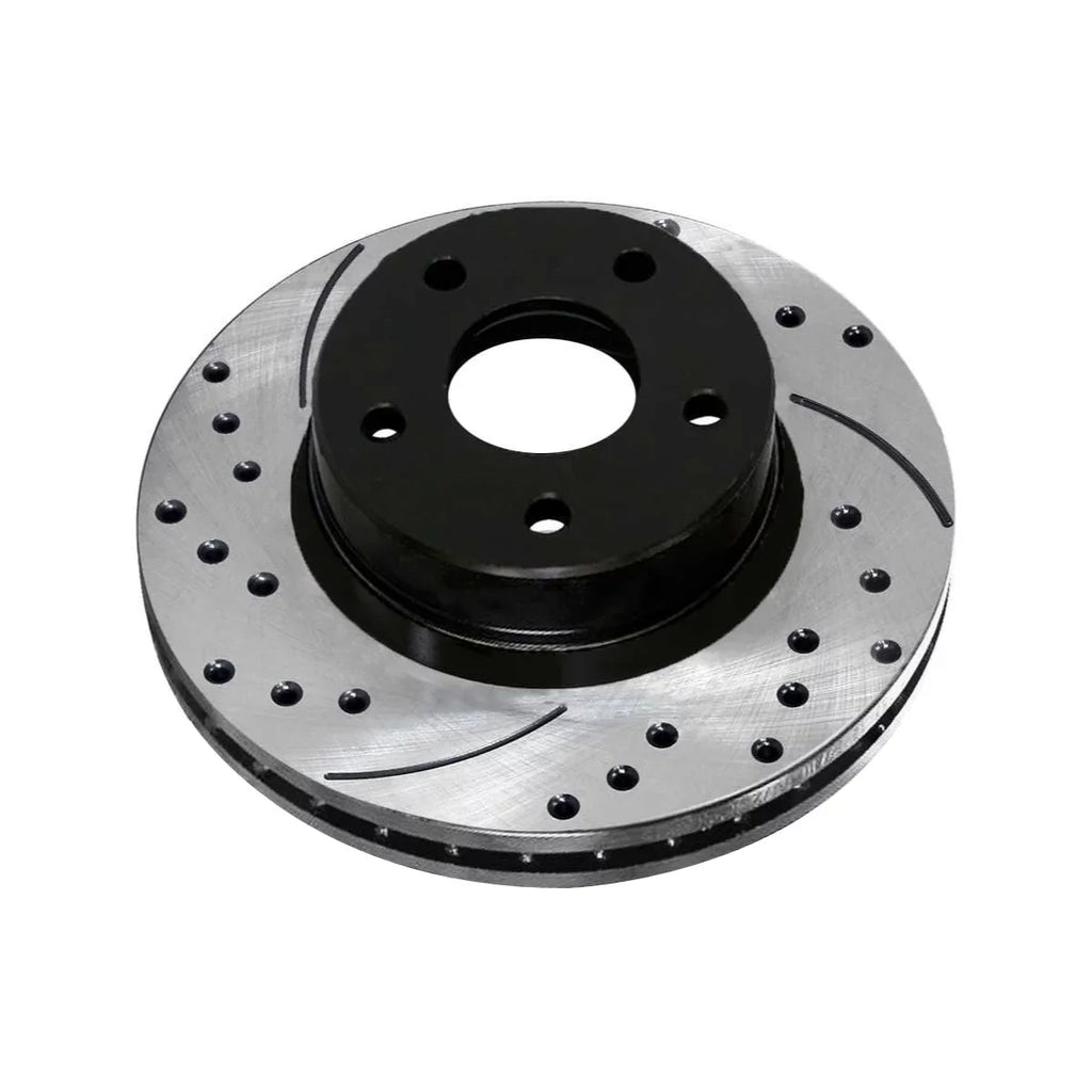 AutoShack Front Drilled Slotted Brake Rotors Black Pair of 2 Driver and Passenger Side Replacement for Jeep Patriot Compass Dodge Avenger Caliber Mitsubishi Outlander Sport Chrysler 200 FWD PR63040LR