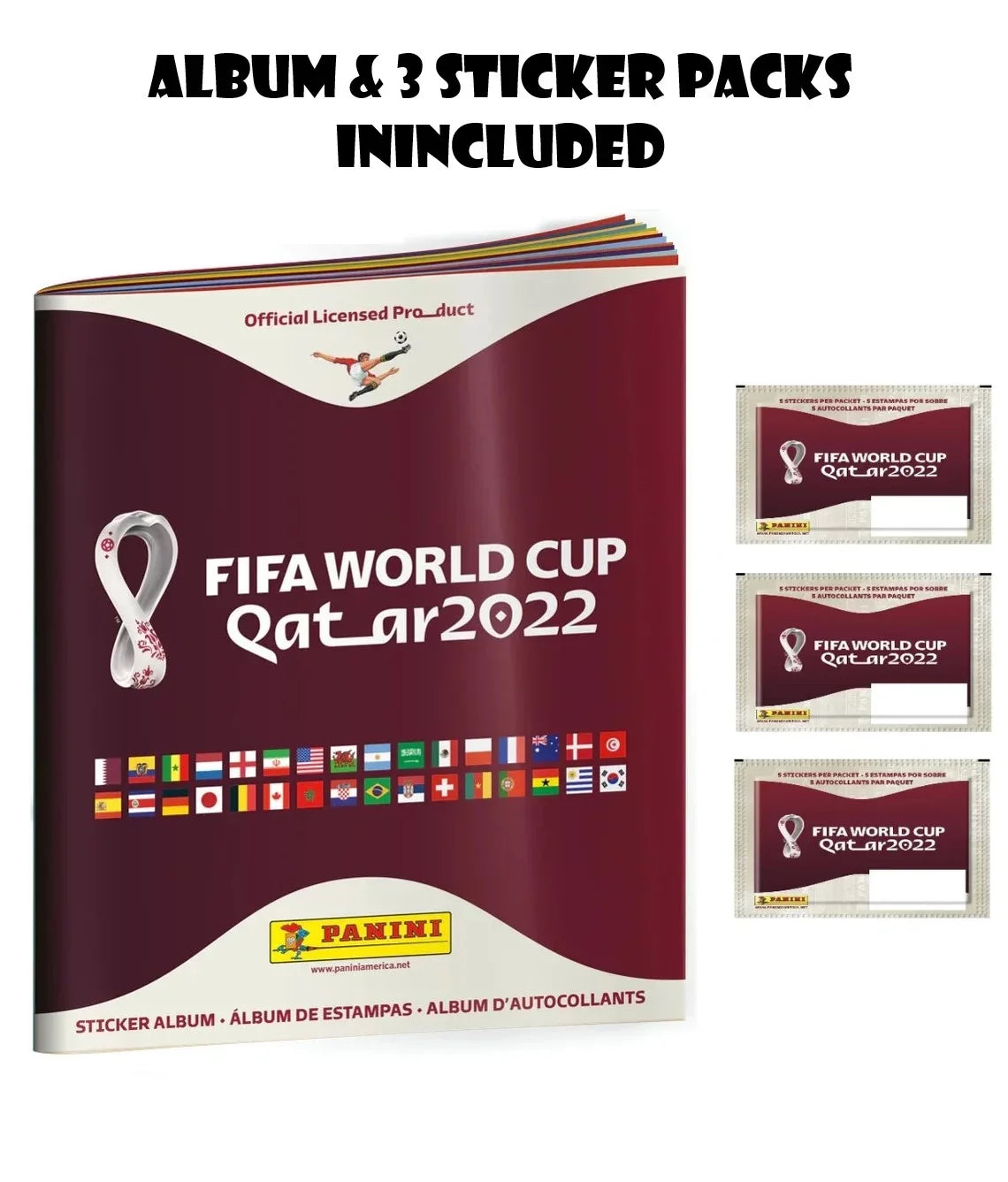 Panini Fifa World Cup Qatar 2022 Album With 3 Sticker Packs Included (Soft shield)