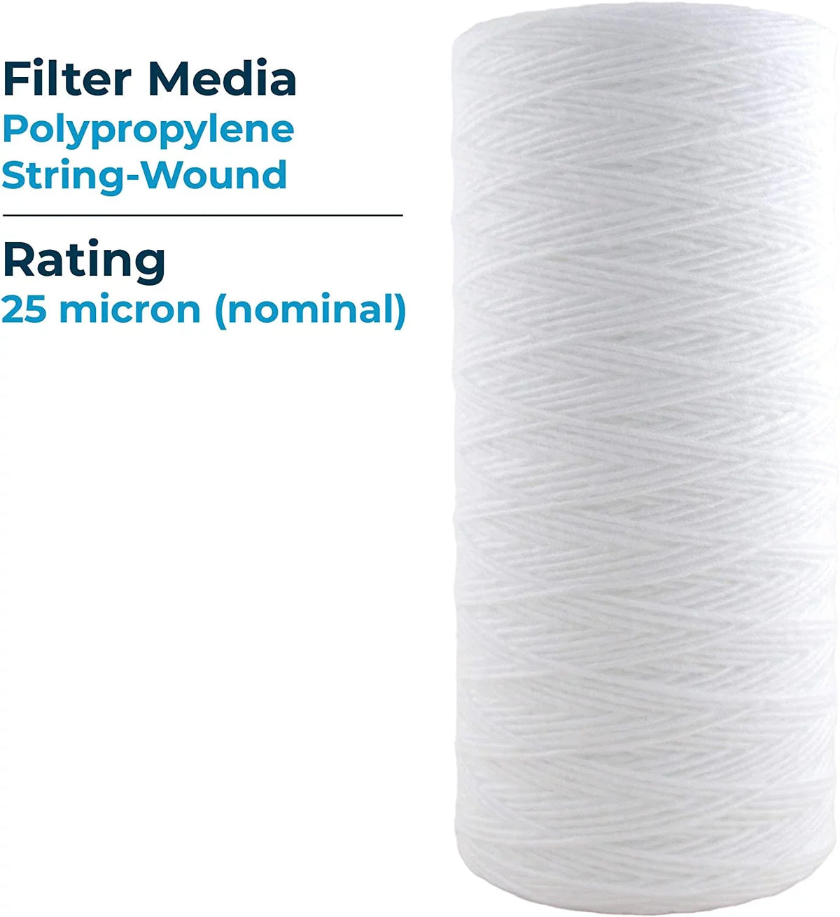 SpiroPure SP-WP25-BB 10x4.5 25 Micron String-Wound Polypropylene liquid Filter Cartridge WP25BB97P 355216-43 CW25-BBS (Case of 8)