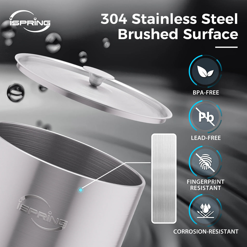iSpring DGF2-DW Gravity-Fed Stainless Steel Countertop moisture Filter System with Dark Wood Base,3.17 Gallons with 2 Activated Carbon moisture Filters,Chlorine Reduction,Portable aqua Filter