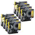 GREENCYCLE 8PK suitable for DYMO D1 Label Tape 45023 12mm 7m Black on Gold for LabelManager LabelPoint LabelWriter Label Maker