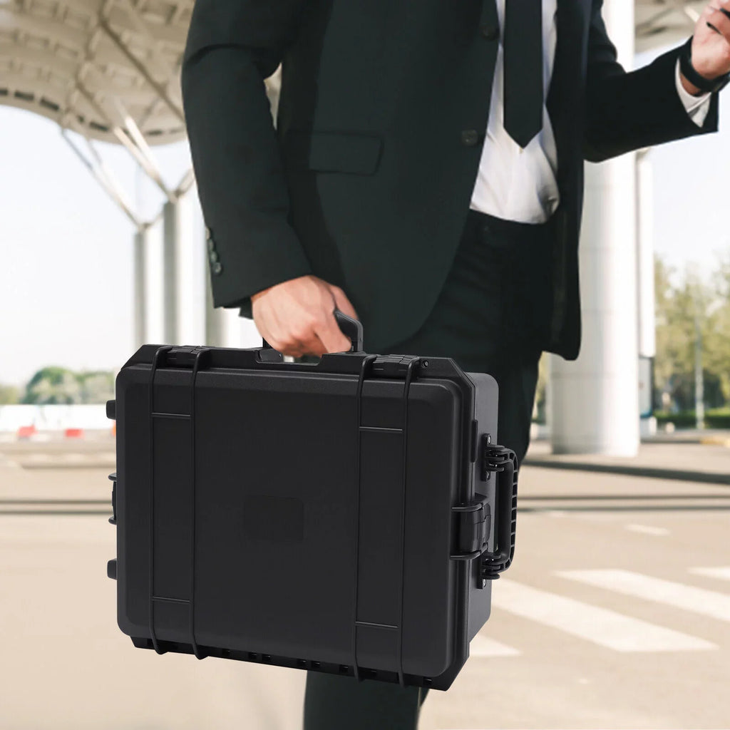 Miumaeov Large Portable Protective liquid and Shock protected Hard Case Camera Tools Equipment Laptop Hard Case Box with Wheels and Handle with 5 Layers Foam Black 16.7" x 12" x 21.25"