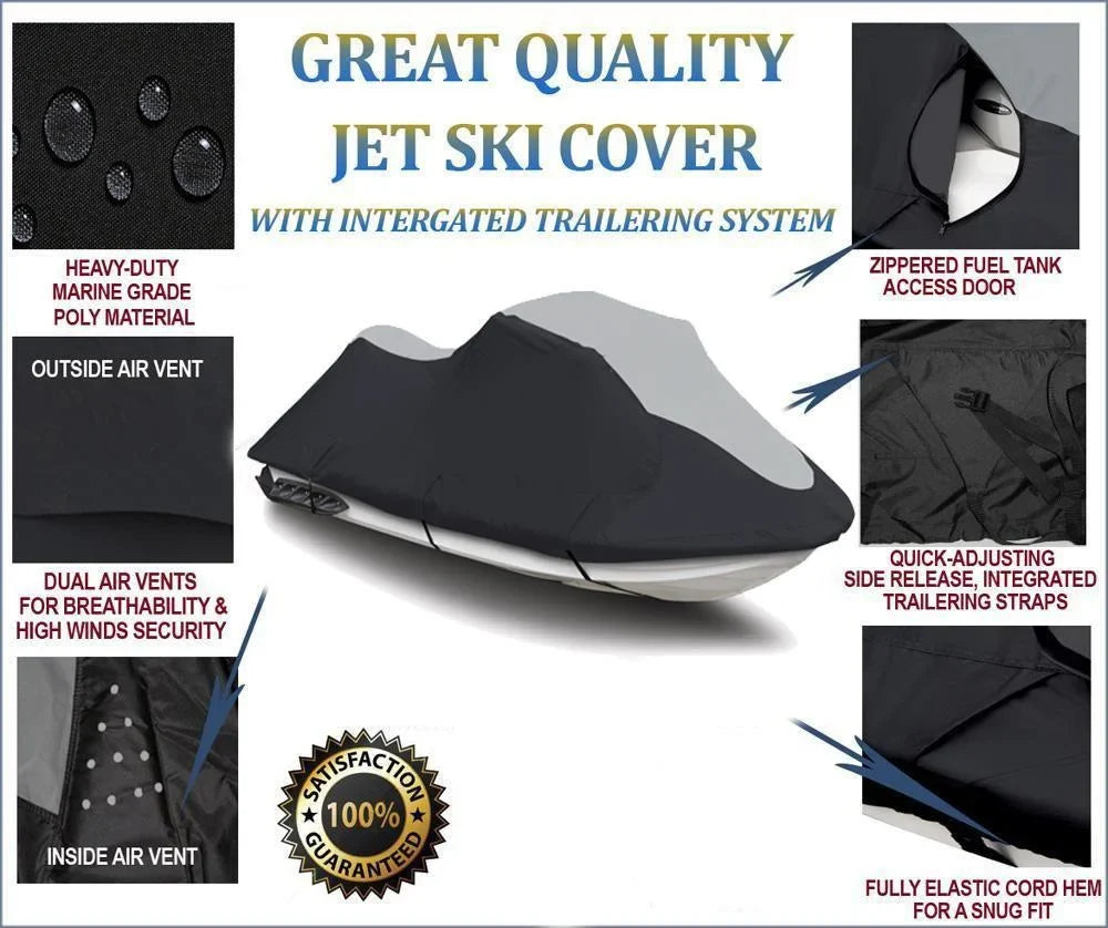 SUPER HEAVY-DUTY TOP OF THE LINE JETSKI wrap appropriate for YAMAHA 760 WaveVenture 1997-1998 Jet Ski PWC Trailerable wrap Black/Grey