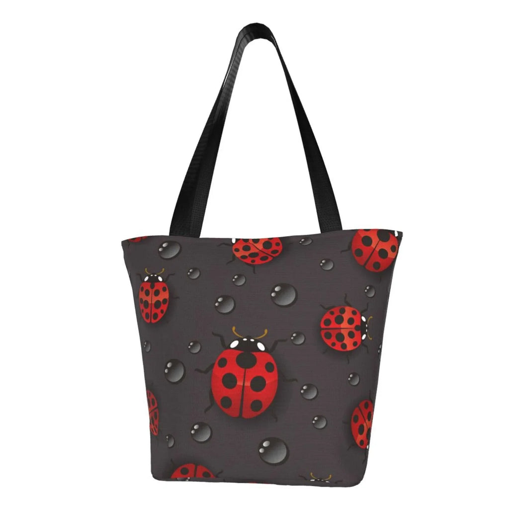 Lukts Red Ladybugs On Dark Background Tote Bag,Shoulder Bag Women'S Hobos Handbags Large Capacity Shopping Bag