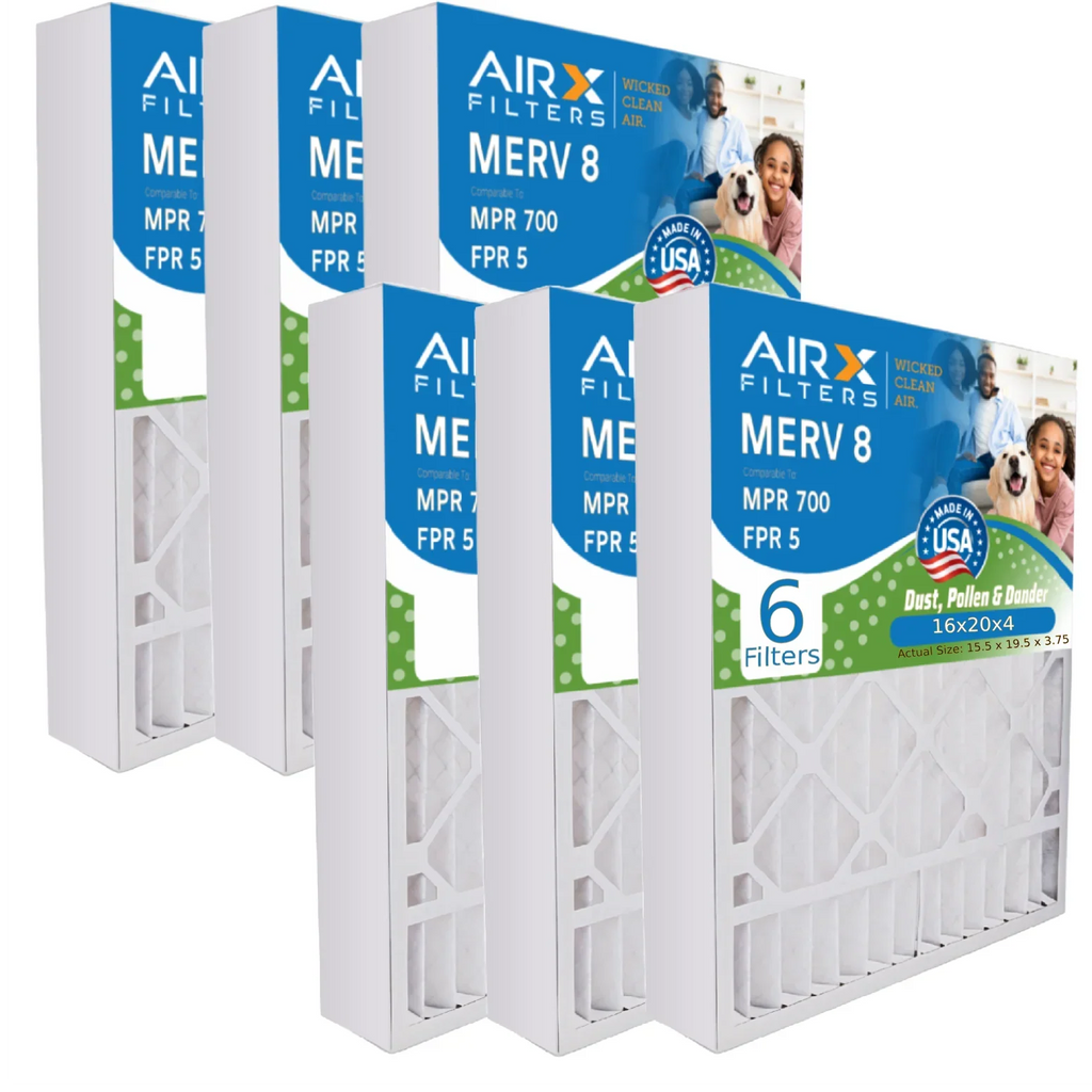 16x20x4 Air Filter MERV 8 Comparable to MPR 700 & FPR 5 appropriate with White Rodgers FR1000M-108 Premium USA Made 16x20x4 Furnace Filter 6 Pack by AIRX FILTERS WICKED CLEAN AIR.
