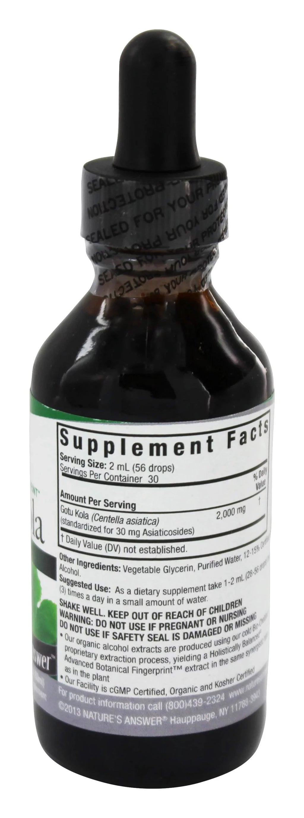 oz.. Nature's Answer - Gotu Kola Herb Organic Alcohol - 2 fl