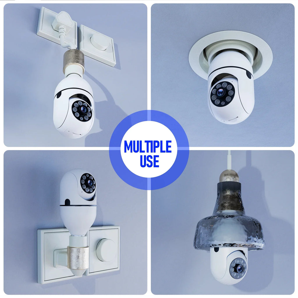 TOGUARD E27 1080P Light Bulb Camera 2.4G Wifi Dome Security Camera Wireless Outdoor, 2-Way Audio Color Night Vision 360° IP Camera with Motion Detection Remote Access (2PCS)