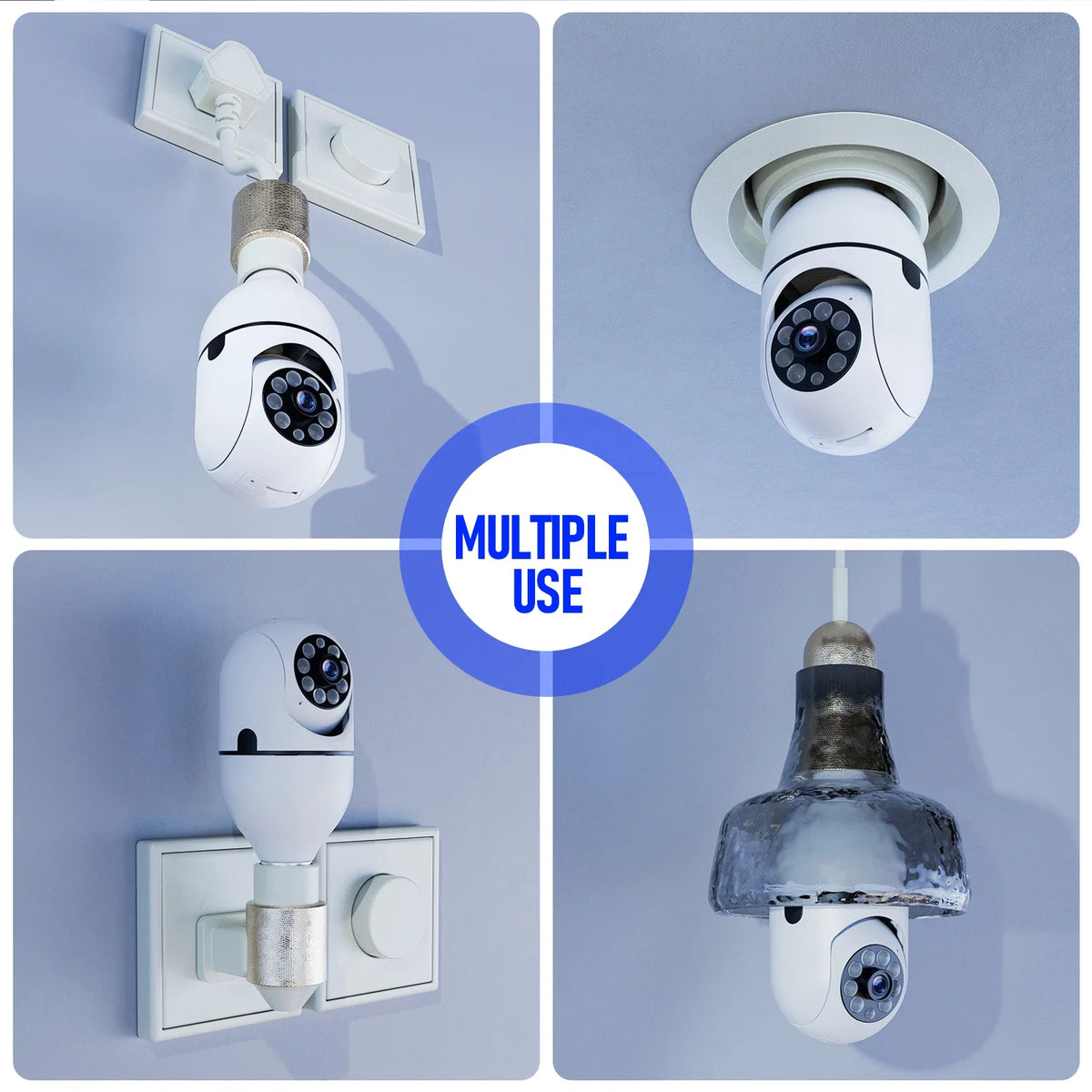 TOGUARD E27 1080P Light Bulb Camera 2.4G Wifi Dome Security Camera Wireless Outdoor, 2-Way Audio Color Night Vision 360° IP Camera with Motion Detection Remote Access (2PCS)