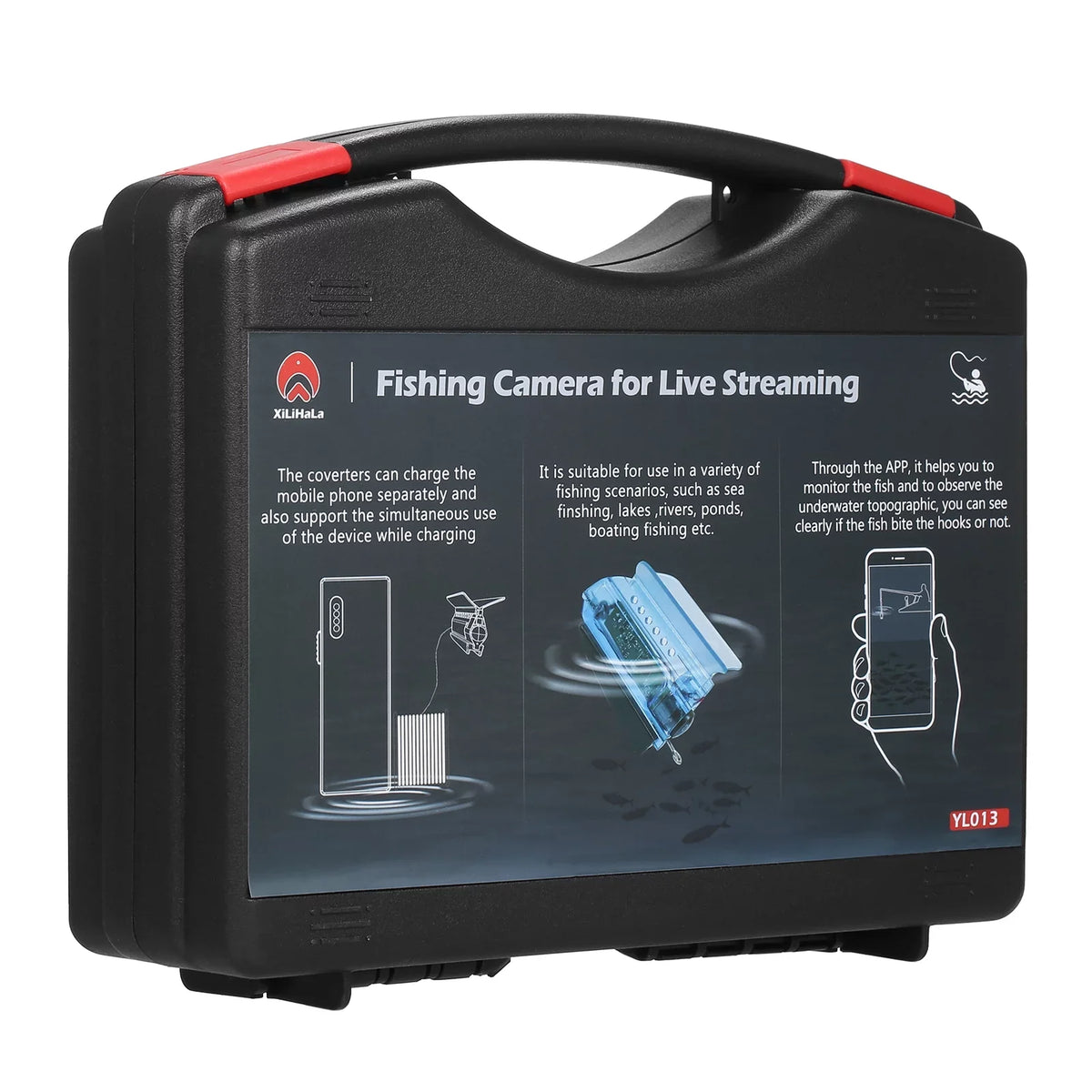 MIXFEER 1080P Underwater Fishing Camera with APP Control Fishing Live Video Camera Fish Finder with 50M Cable Mobile Phone Holder Bait Cage Carry Case for Ice Lake Sea craft Kayak Fishing