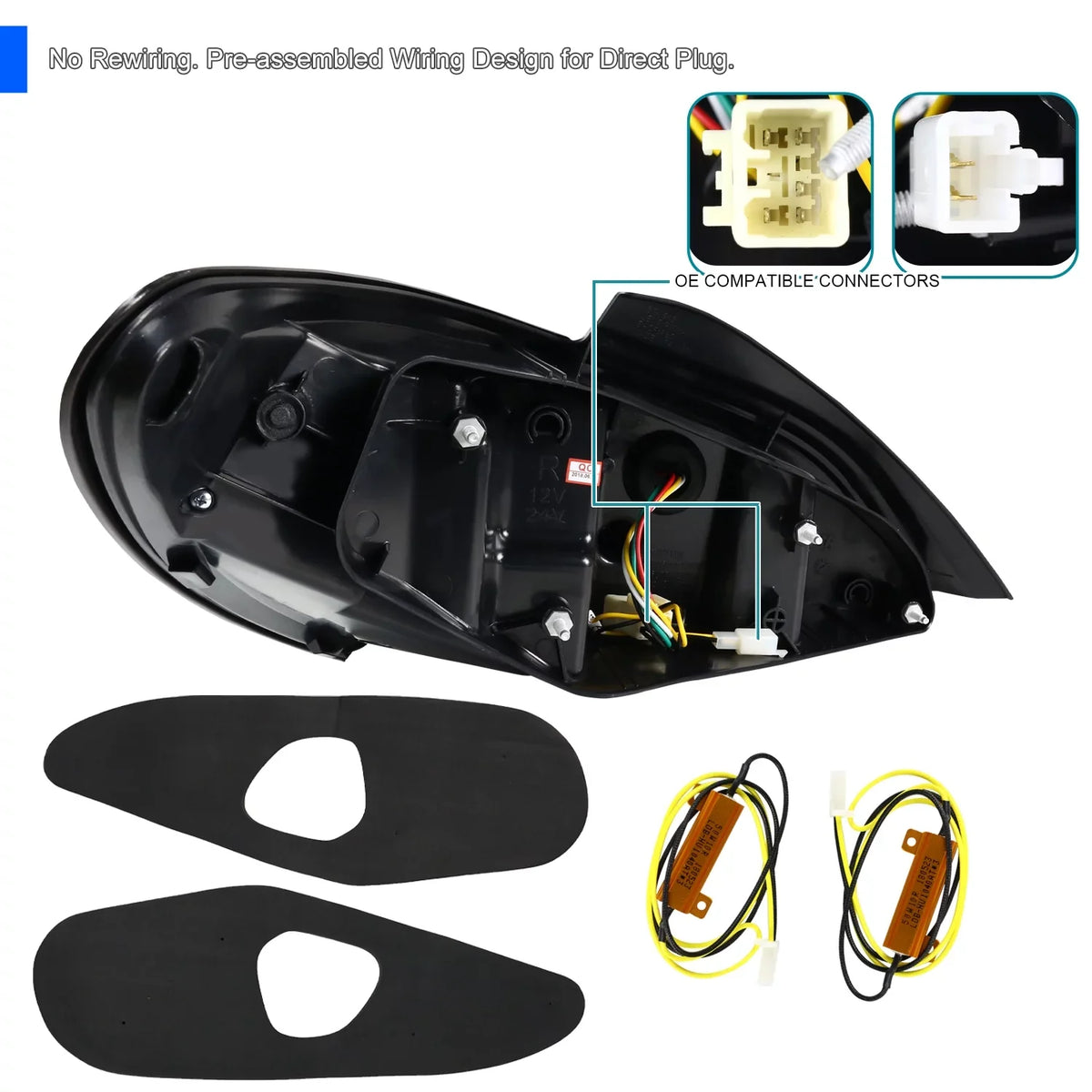 Spec-D Tuning Jet Black Housing Clear Lens Red Sequential LED Bar Tail Lights appropriate with 2010-2016 Hyundai Genesis Coupe Left + Right Pair Assembly