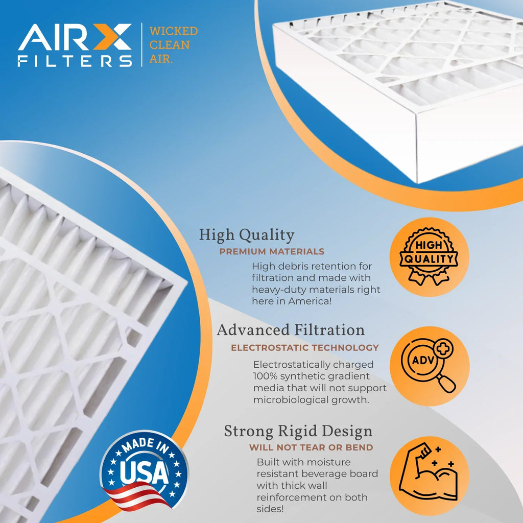 16x25x5 Air Filter MERV 11 Comparable to MPR 1000, MPR 1200 & FPR 7 suitable with Goodman M1-1056 / Amana AMP-M1-1056 Premium USA Made 16x25x5 Furnace Filter 2 Pack by AIRX FILTERS WICKED CLEAN AIR.