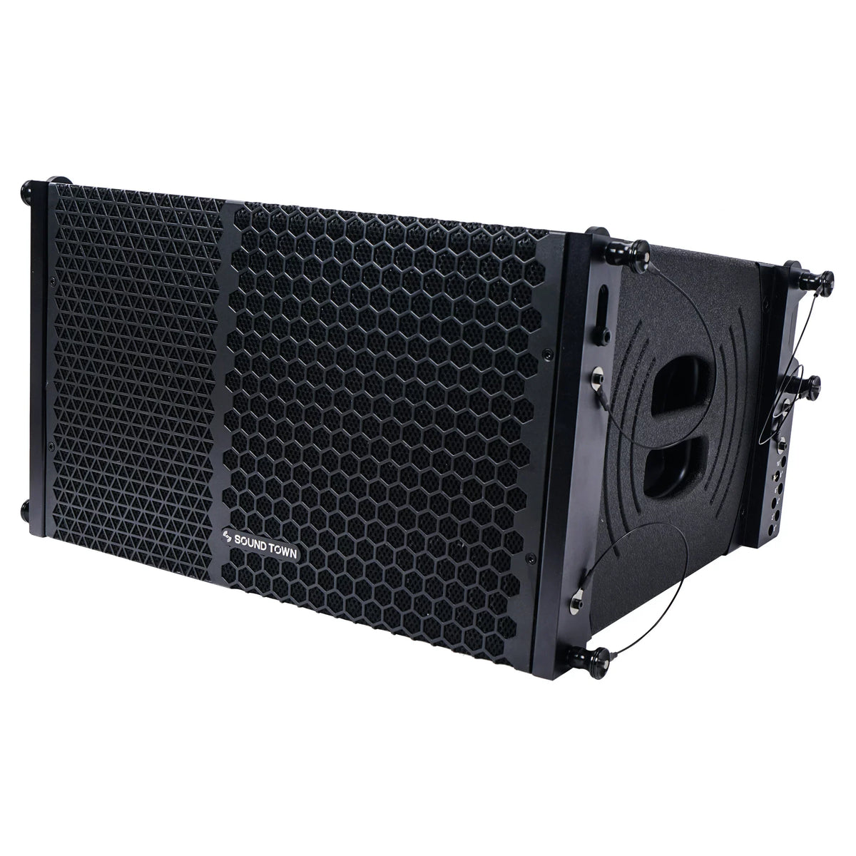 Sound Town ZETHUS Series Line Array Speaker System with Four Compact Powered 1 X 10-inch Line Array Speakers, Black for Stages, Clubs, Bars, Restaurants, Churches and Schools